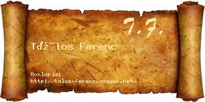 Tálos Ferenc névjegykártya